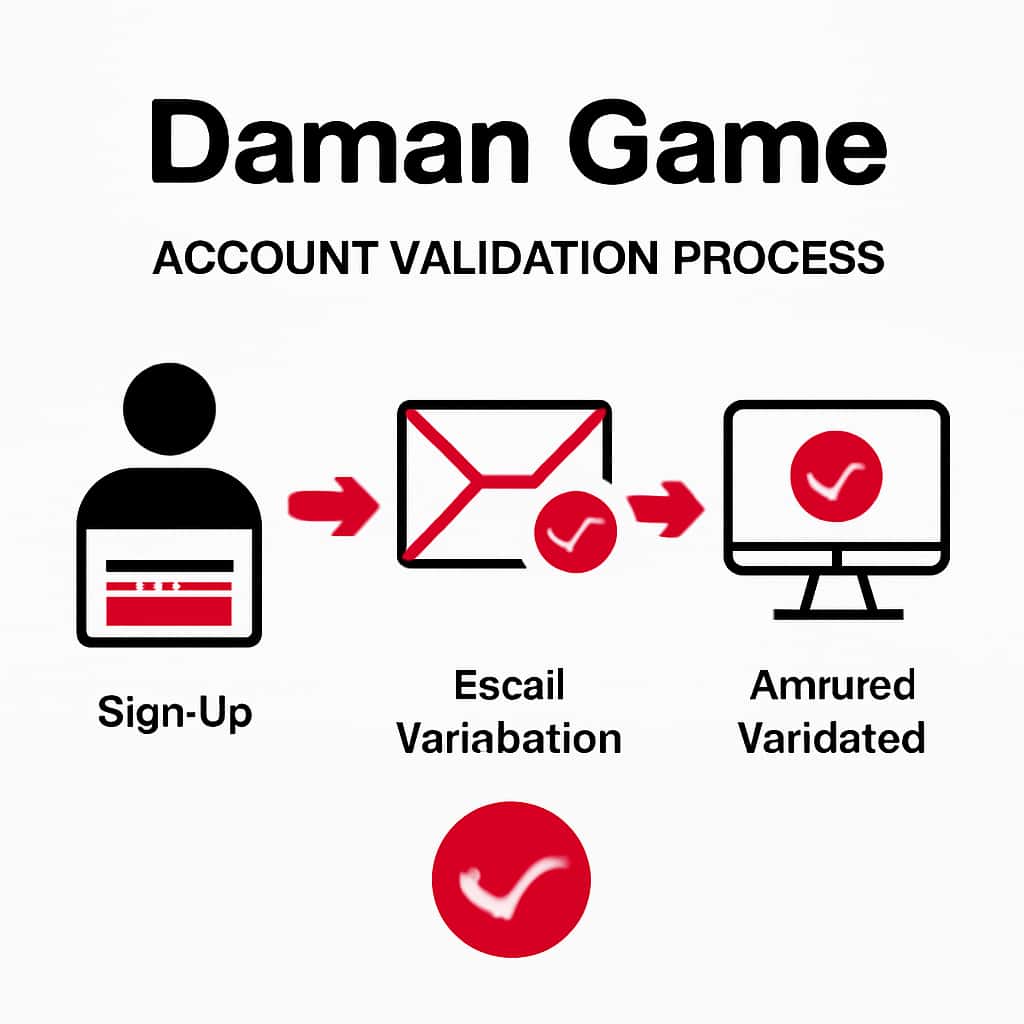 An educational diagram showcasing the process of validating a Daman Game account.
