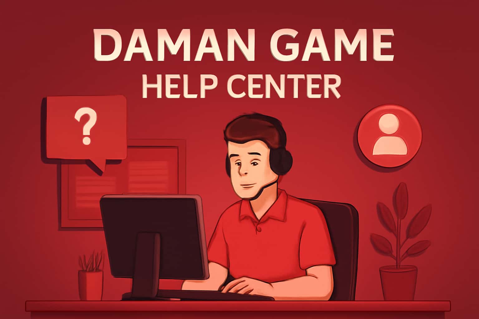 An informative representation of the Daman Game Help Center, focusing on user assistance.