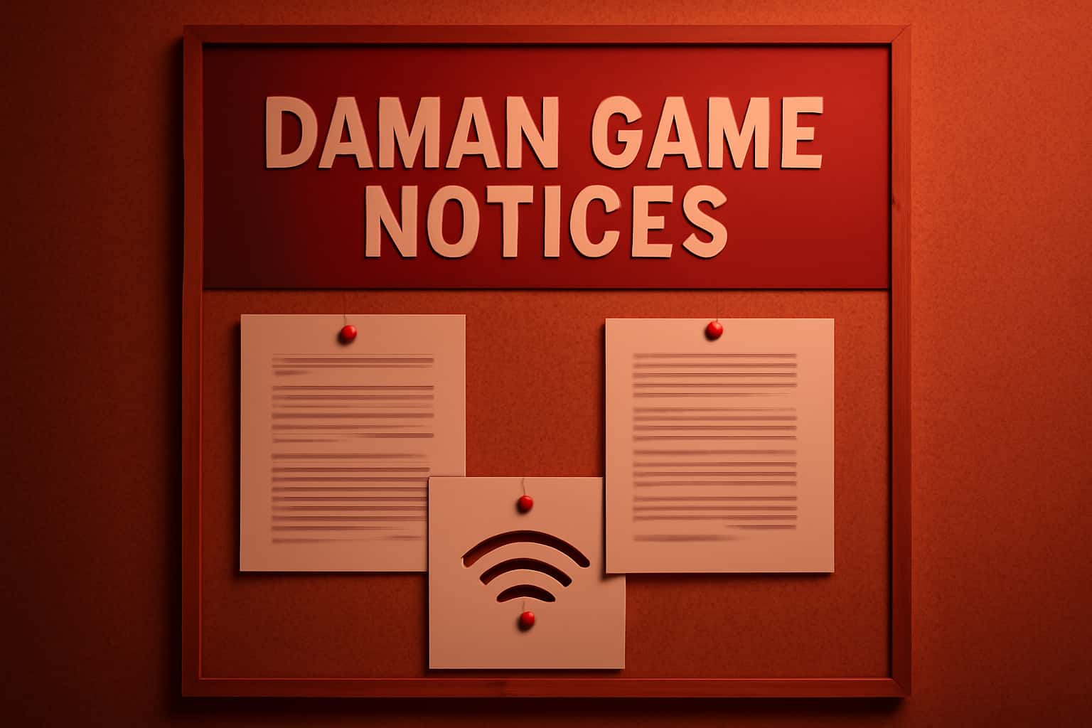 An informative scene showcasing Daman Game Notices with a high-tech design.