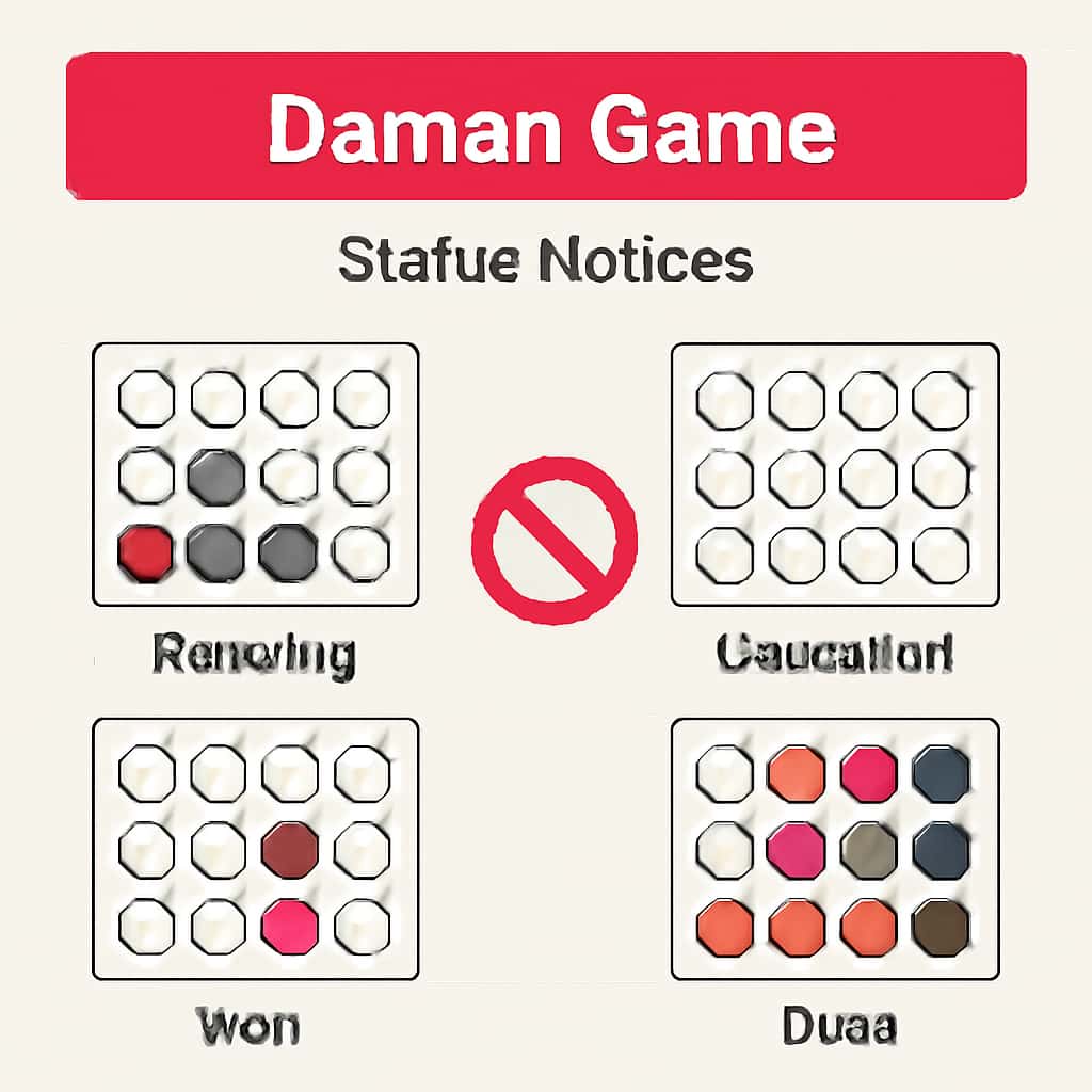 An illustration detailing the Daman Game Status Notices.