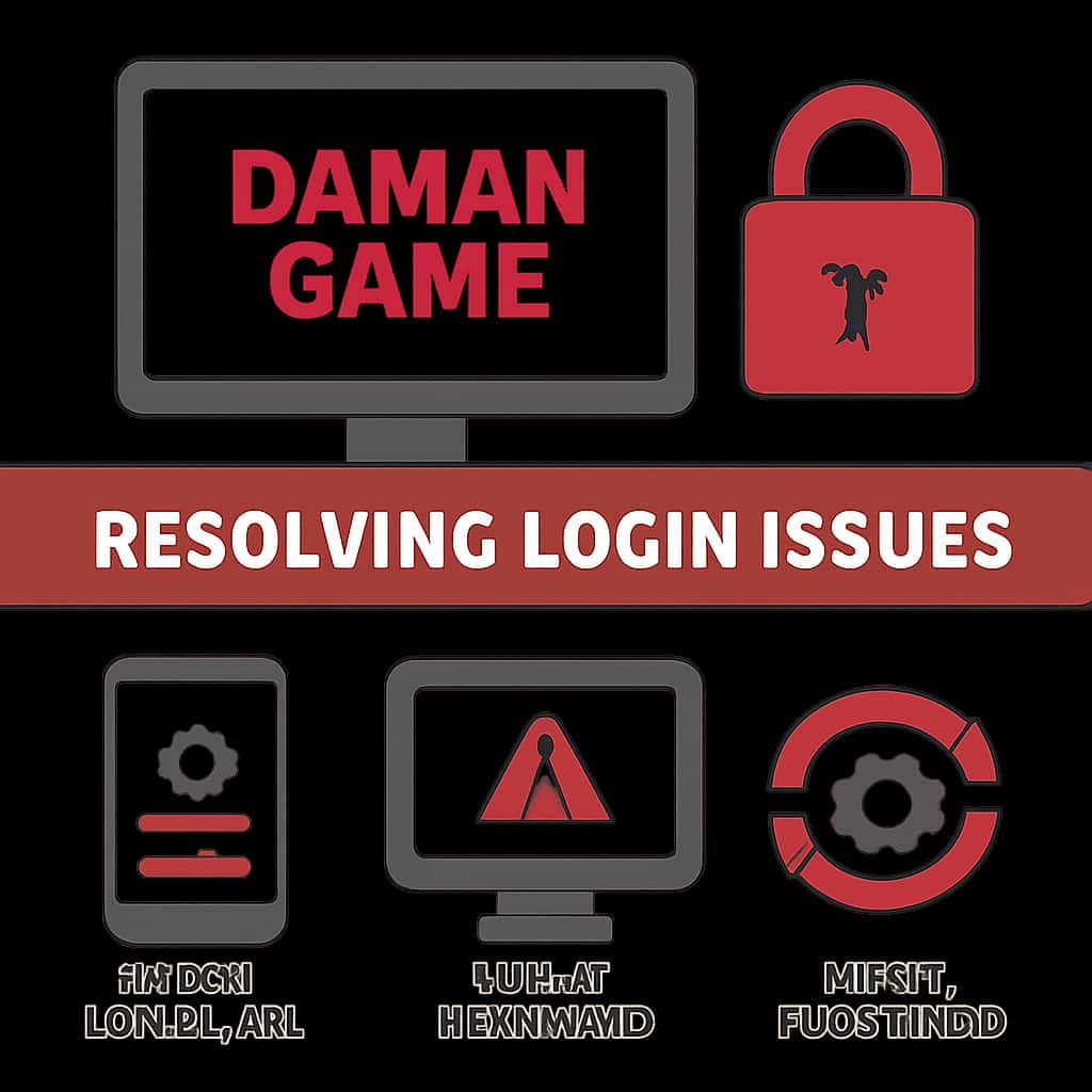 An educational diagram detailing login troubleshooting steps for Daman Game.
